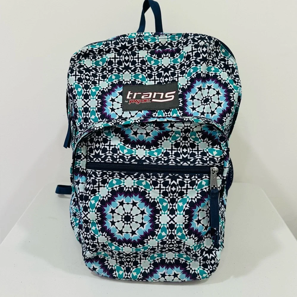 Trans By Jansport Supermax Laptop Backpack Bag,‎ Blue, Purple, Aqua, Pattern